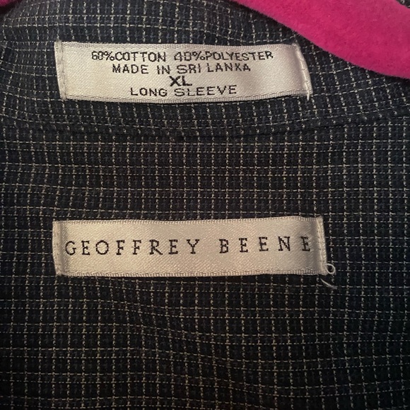 Men's Geoffery Beene XL Dark Blue Checkered Shirt Preppy Cotton Blend Big_&_Tall - Picture 3 of 3